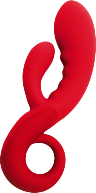 Ergonomic double vibrator for women designed for targeted internal and external pleasure.