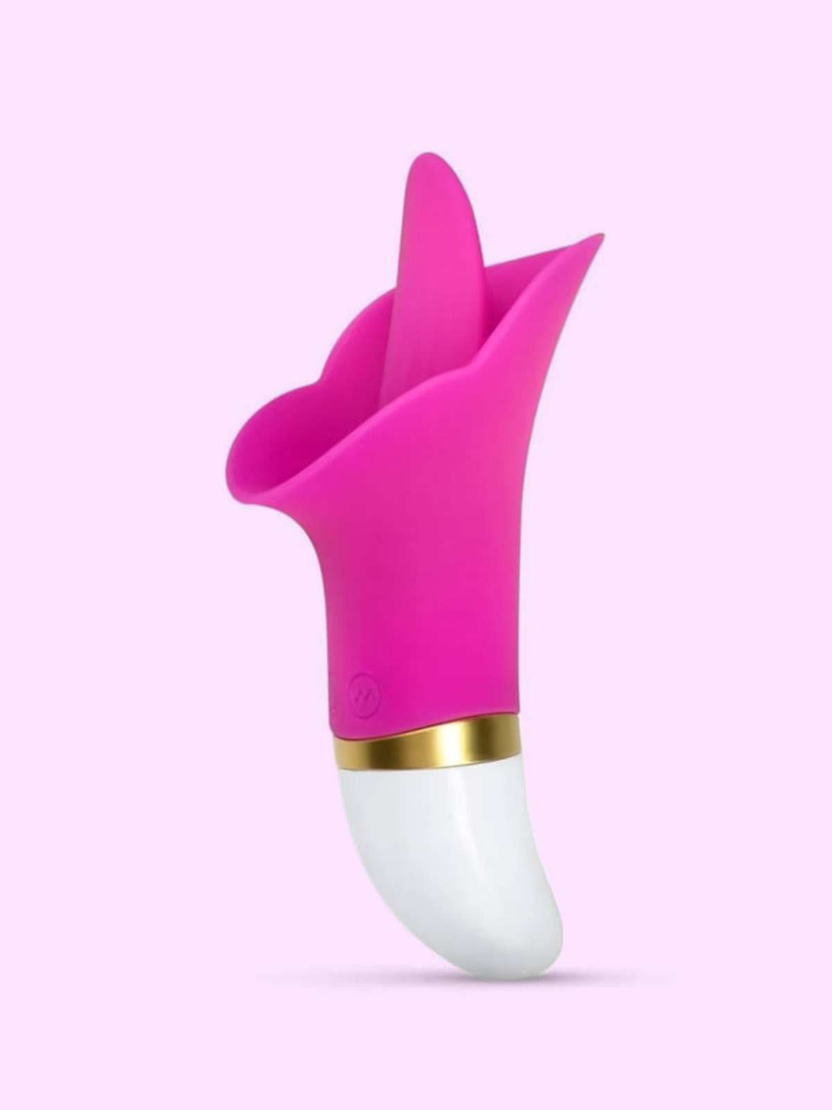 Red flower shaped licking vibrator with soft silicone tongue and vibrating stem