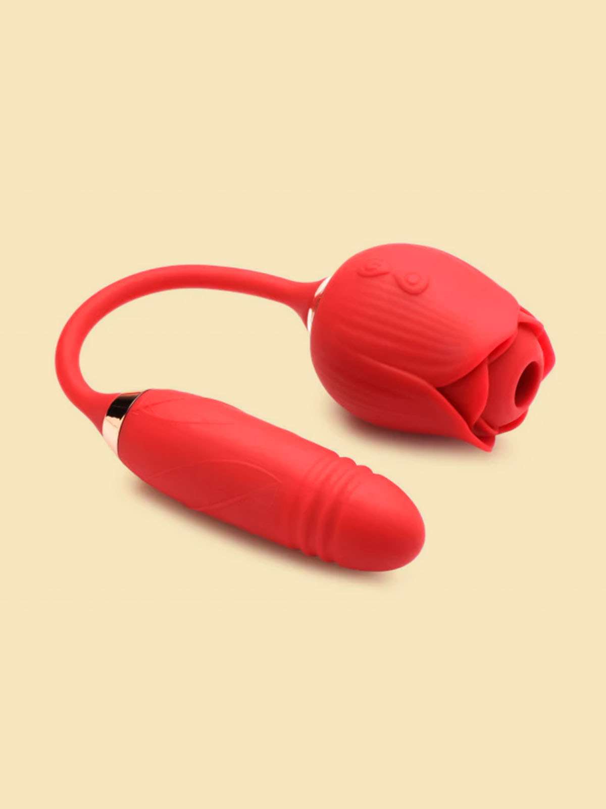 Red rose suction vibrator with automatic thrusting shaft