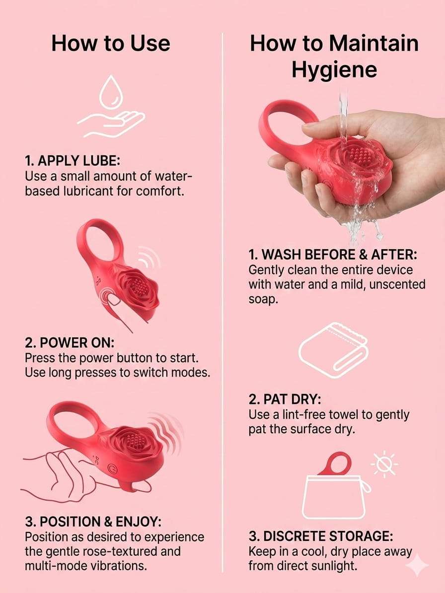 Couples Vibrating Ring – Rose Locking Adult Toy for Intimate Pleasure - Image 2