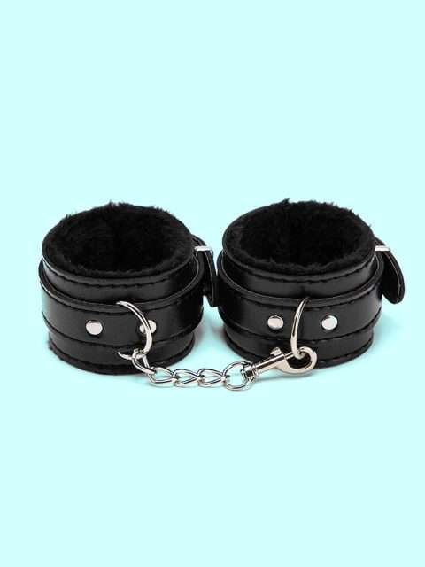 Premium Faux Fur Lined Leather Handcuffs - Adjustable Soft Plush Wrist Restraints for Couples - Professional Quality Bondage Gear