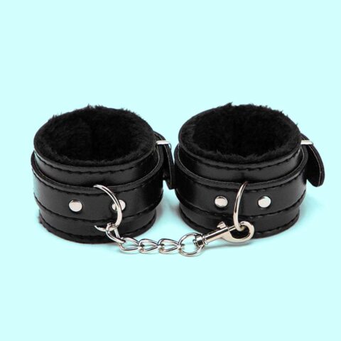 Premium Faux Fur Lined Leather Handcuffs - Adjustable Soft Plush Wrist Restraints for Couples - Professional Quality Bondage Gear