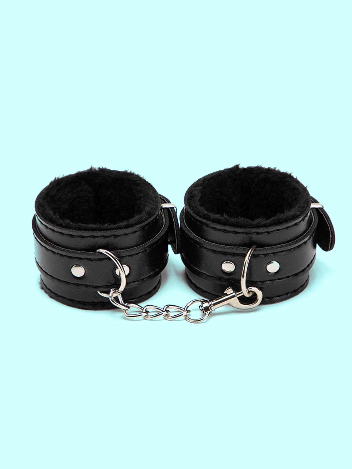 Premium Faux Fur Lined Leather Handcuffs - Adjustable Soft Plush Wrist Restraints for Couples - Professional Quality Bondage Gear