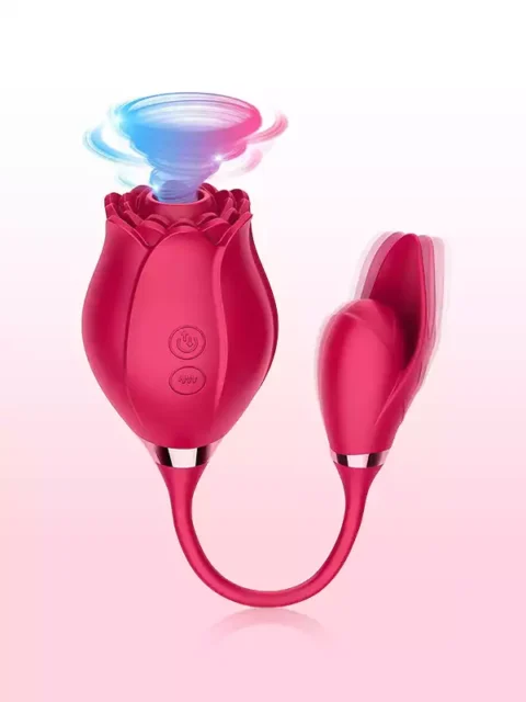 rose vibrator with rabbit ears dual stimulator
